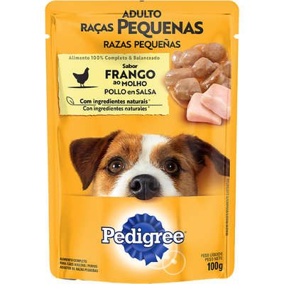Pedigree Sachê Cães Adultos de Raças Pequenas Sabor Frango ao Molho 100g