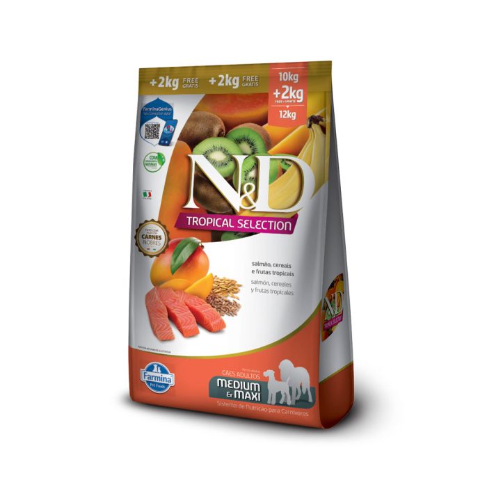 N&D Tropical Selection Adultos Porte Médio e Grande 10,1kg +2 kg Grátis