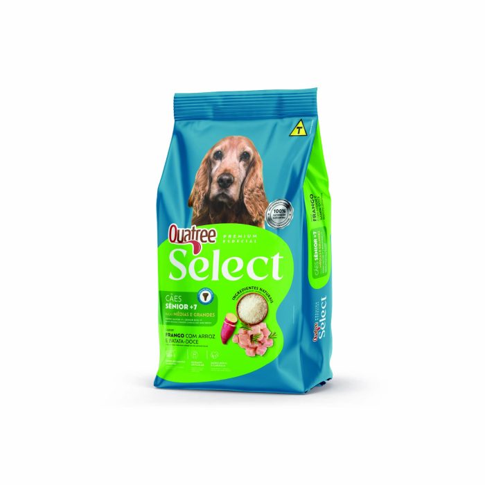 Ração Quatree Select Sênior +7 para Cães Médios e Grandes 15kg - Frango, Arroz e Batata-Doce