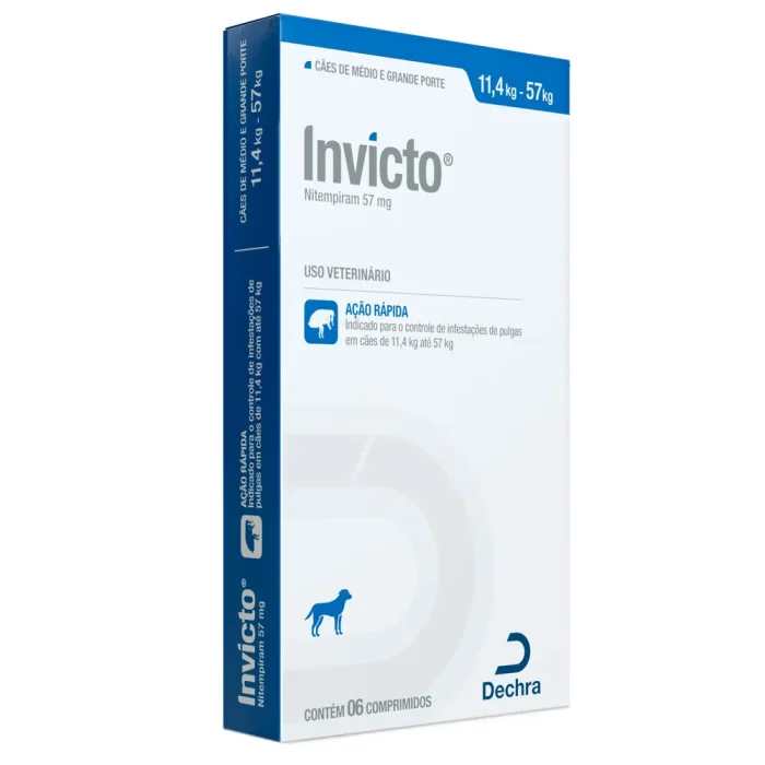 Invicto 57mg - Antipulgas Oral para Cães Médios e Grandes Elimina 99% das pulgas adultas em até 6 horas!