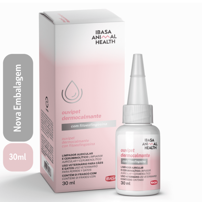 Ouvipet Dermocalmante Ibasa 30ml | Solução para Otite, Higiene e Limpeza de Ouvidos de Cães e Gatos